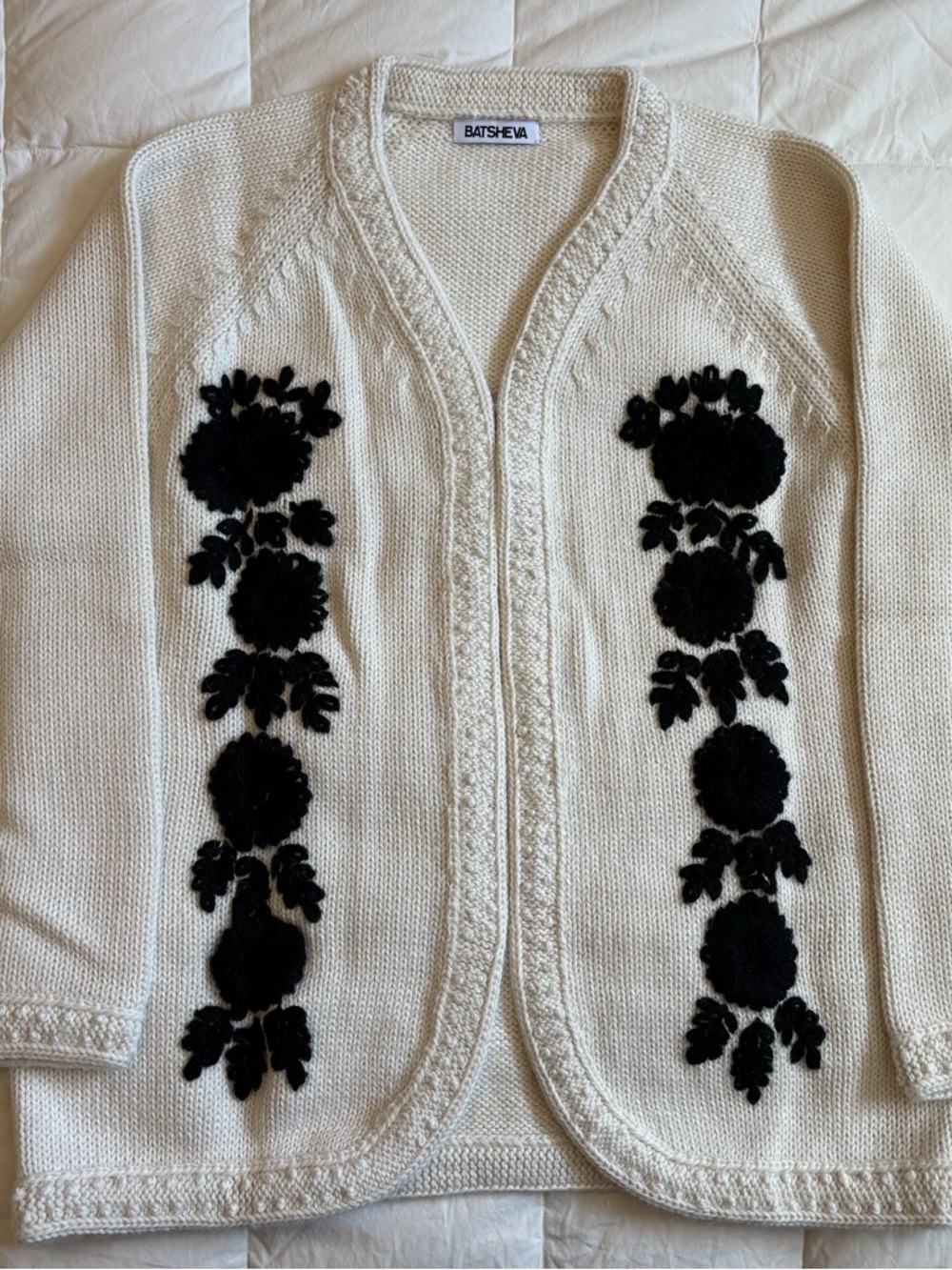 Batsheva floral embroidered wool cardigan
